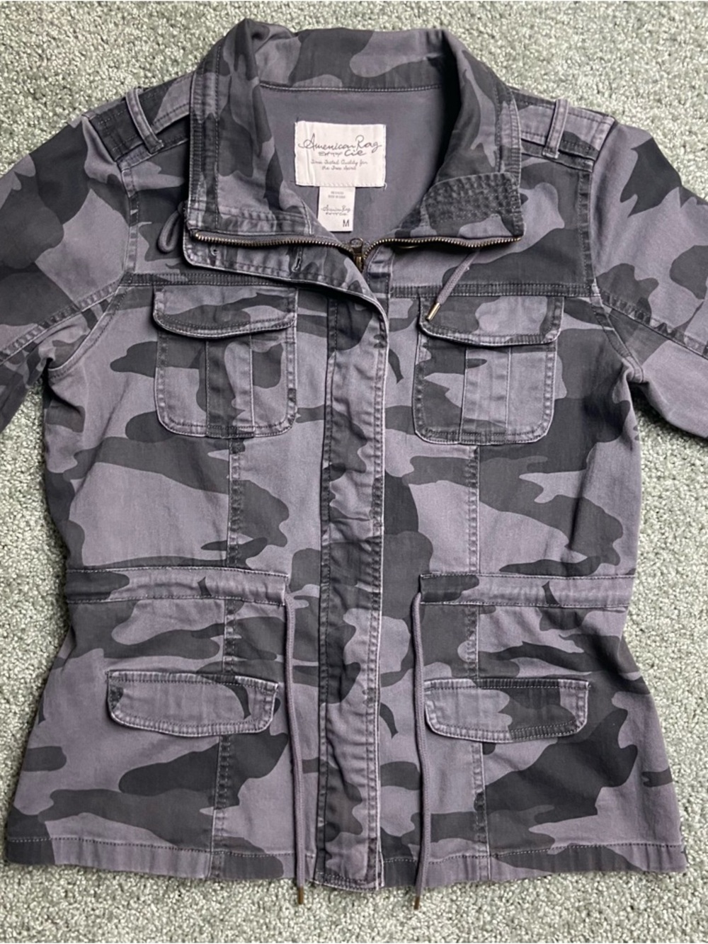 American Rag Grey Camo Utility Jacket Womens Size M - Picture 2 of 16